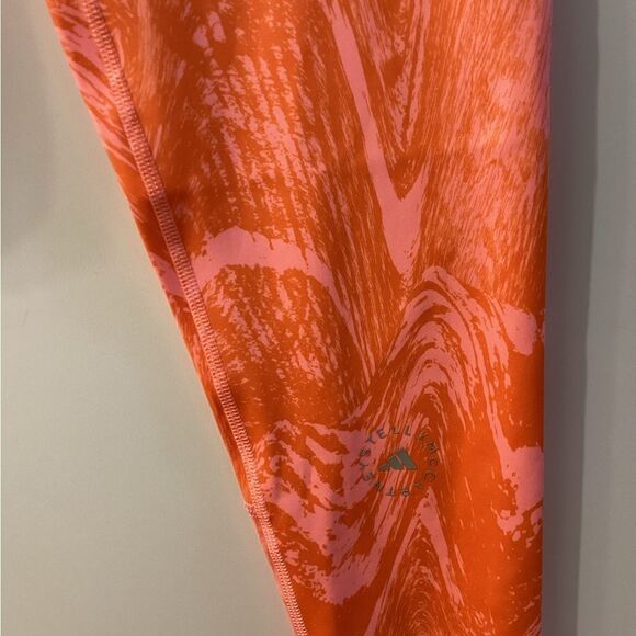 Adidas By Stella McCartney Cropped Printed Leggings Bright Orange Size L NEW - Picture 7 of 14